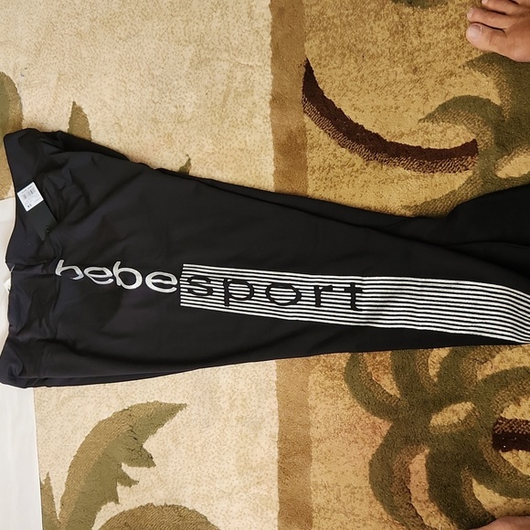 NWT!! BEBE LEGGINGS SILVER WRITING - Picture 11 of 11